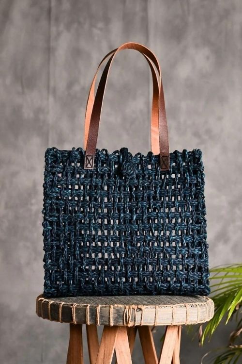 Kadam Haat Handmade Sabai Grass Mesh Bag - Large (Neer)
