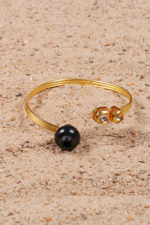 'Kabbish 'Kundan Bracelet' Black Pottery, Terracotta, Bracelet'
