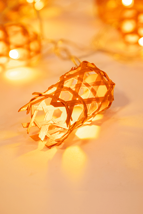 Greenkraft Bell Handcrafted bamboo Orange String Light