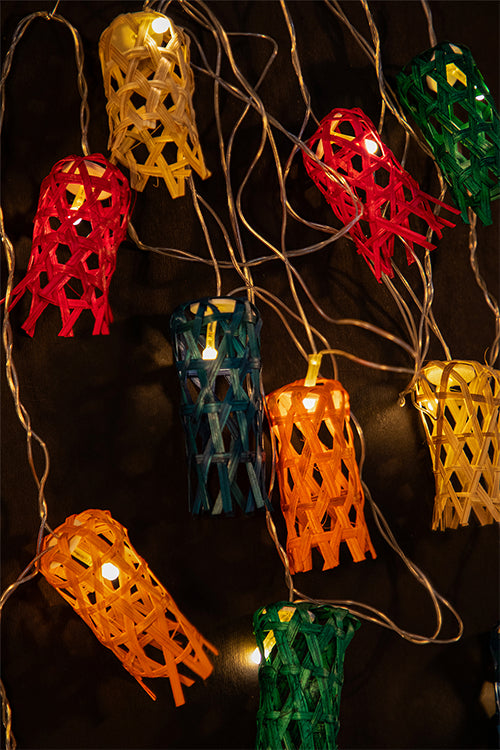 Greenkraft Multicoloured Bell Handcrafted bamboo String Light