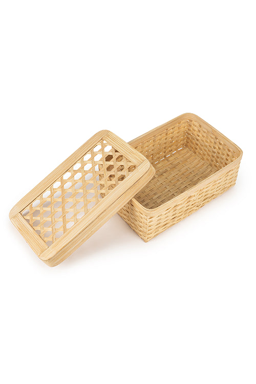 Greenkraftmira Handcrafted Bamboo Rectangular Box - Set Of 3