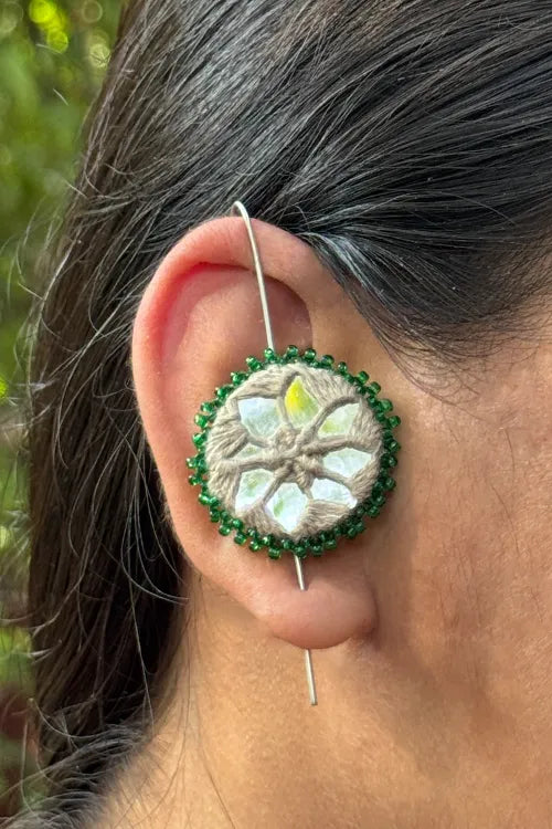 Antarang- Mirror Earrings- Kaan- Set Of 2- Grey And Pink Pair