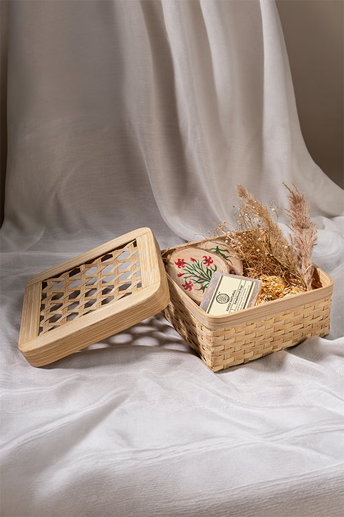 Greenkraftmira Handcrafted Bamboo Square Box - Set Of 3