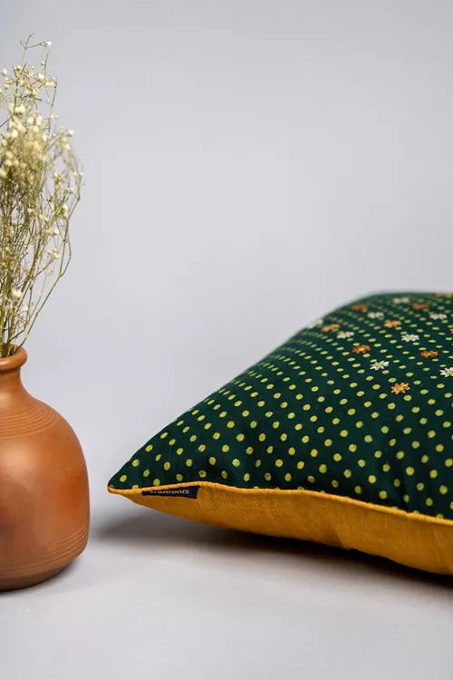 Craftroots Handcrafted Lazy Polka Dots Cushion Cover
