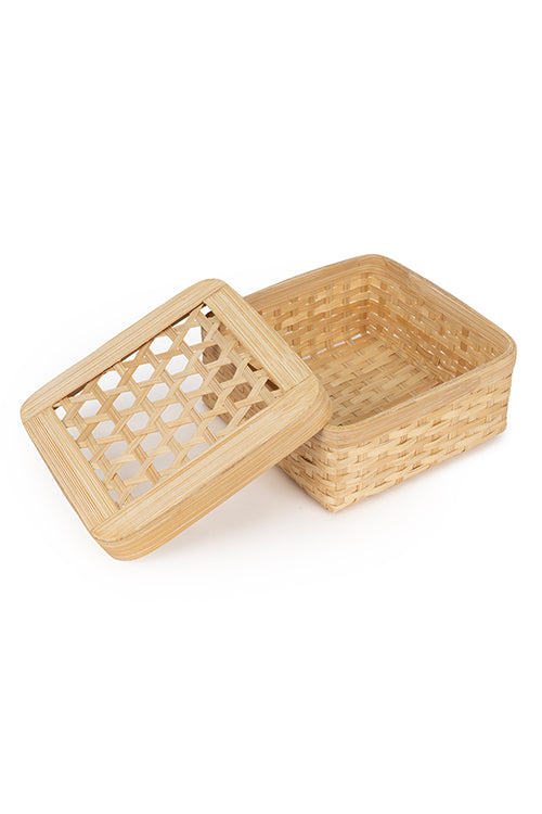 Greenkraftmira Handcrafted Bamboo Square Box - Set Of 3