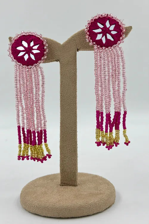 Antarang- Jil-Mil Earrings- Rani Pink