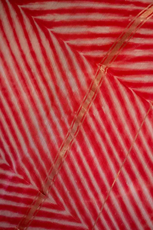 Craftroots Laheriya Chanderi Pink Saree