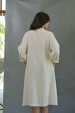 Moralfibre Light Peach Mirror Work On Offwhite Dress