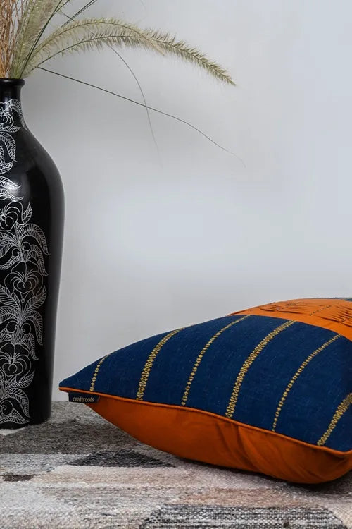 Craftroots Blue Bhujodi Cushion Cover