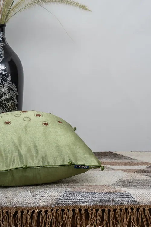 Craftroots Gaji Silk Mirror Cushion Cover