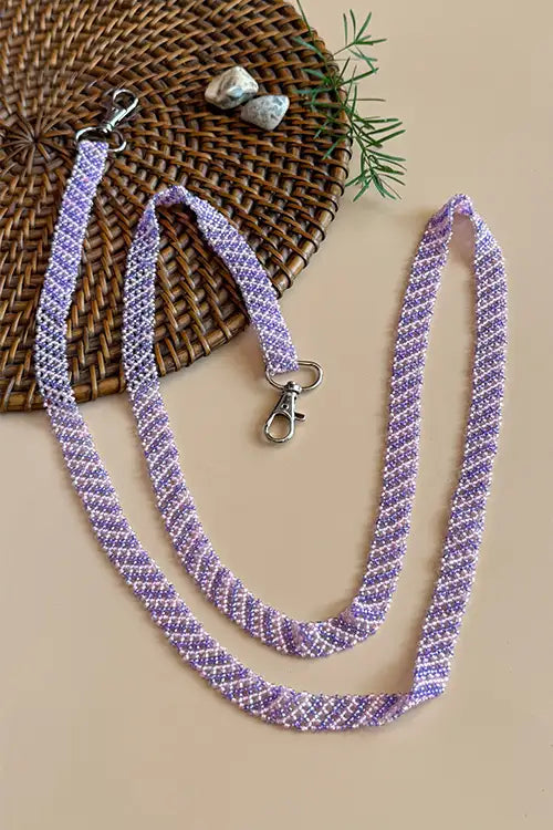 Antarang- Purple-Pink- Multi Use Handcrafted Beaded Mobile String With Attachment- Phone, Clutch & Sling Strap