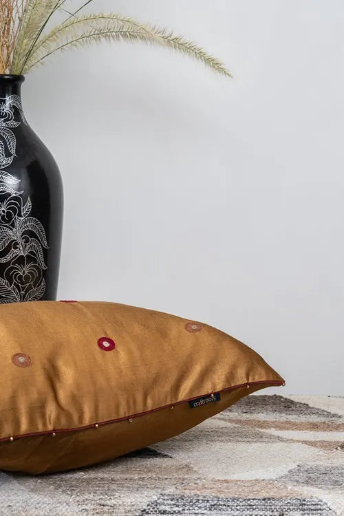 Craftroots Gaji Silk Crafted Mirror Cushion Cover