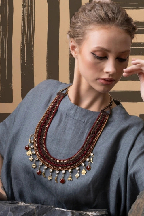 Mayabazaar 'Statement' Crochet Kopa Necklace