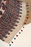 Jahangir Khatri-Traditional Ajrakh Hand Block Printed & Natural Dyed Modal Bagru Saree With Tassels
