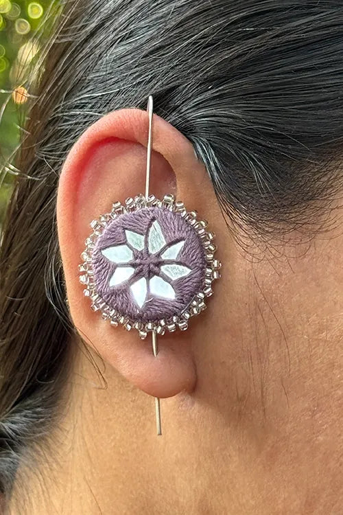 Antarang- Mirror Earrings- Kaan- Set Of 2- Lilac And Yellow Pair