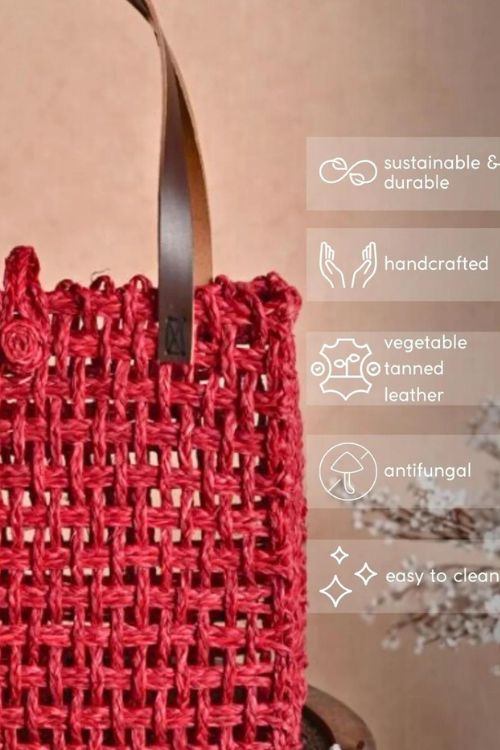 Kadam Haat Handmade Sabai Grass Mesh Bag - Large (Surkhi)