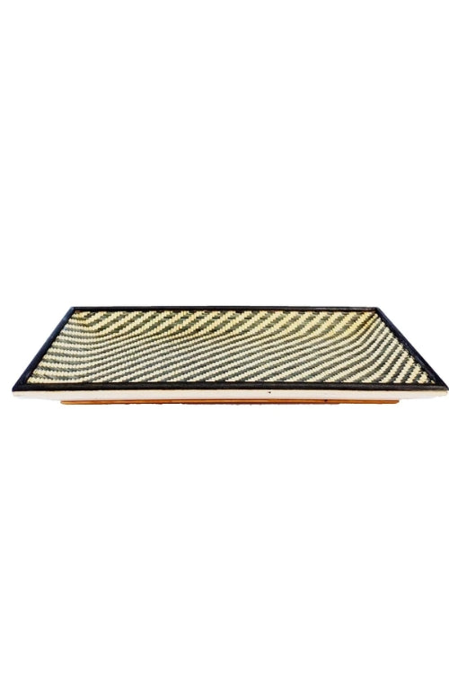 Kadam Haat Handmade Bamboo Serving Tray - Black & Natural