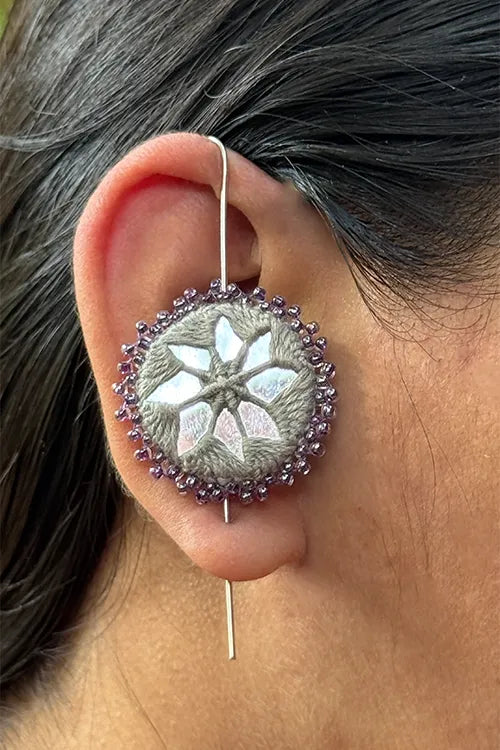 Antarang- Mirror Earrings- Kaan- Set Of 2- Light Grey And Light Brown Pair