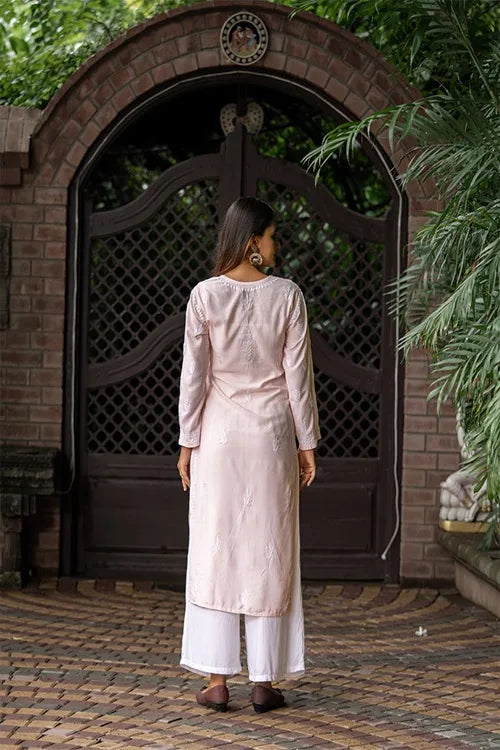 Craftroots Chikankari Yoke Long Kurta