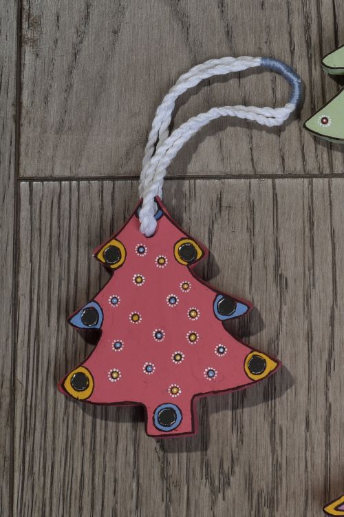 Antarang- Christmas Joy, Handcrafted: Terracotta Ornaments -  Pink (Set Of 4)