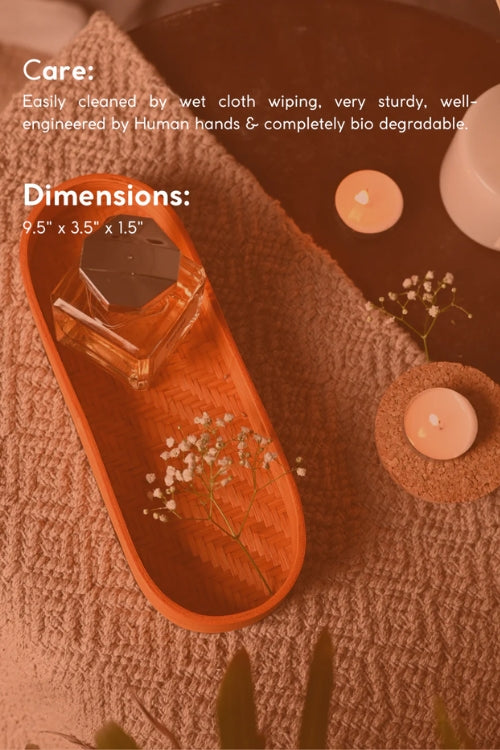 Kadam HaatHandmade Bamboo Bedside Tray - (Set of 2) - Orange