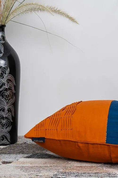 Craftroots Handcrafted Artisanal Bhujodi Tucks Cushion Cover