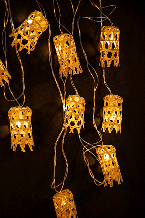 Greenkraft Bell Handcrafted bamboo Natural String Light