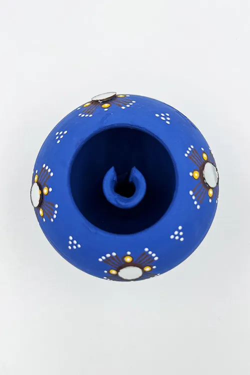 Antarang- Traditional Oil Lamps- Akhand Diyas- Blue(Set Of 2)