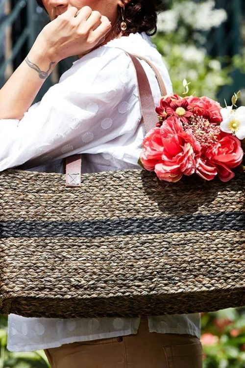 Kadam Haat Handmade Sabai Grass Shopping Bag - Black