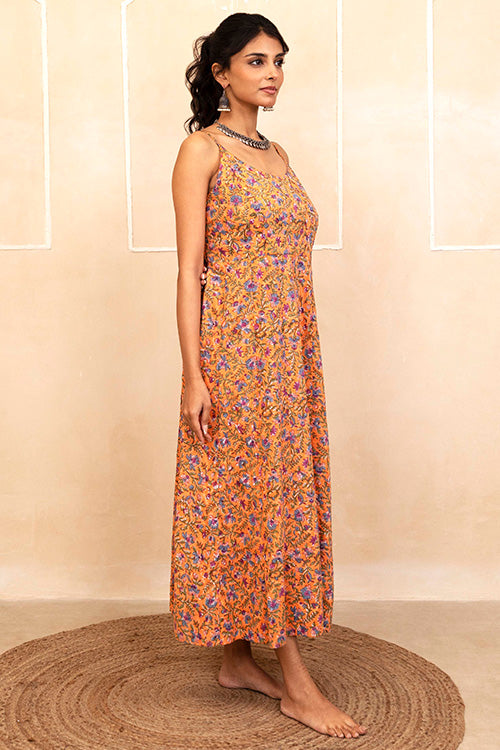 Shuddhi Orange Spaghetti Dress
