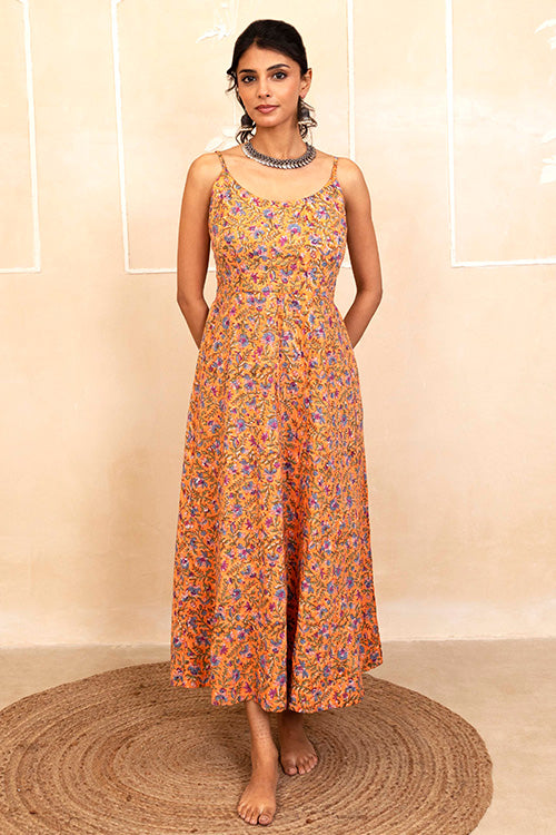 Shuddhi Orange Spaghetti Dress