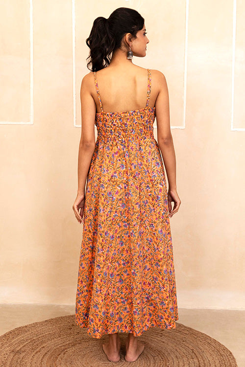 Shuddhi Orange Spaghetti Dress