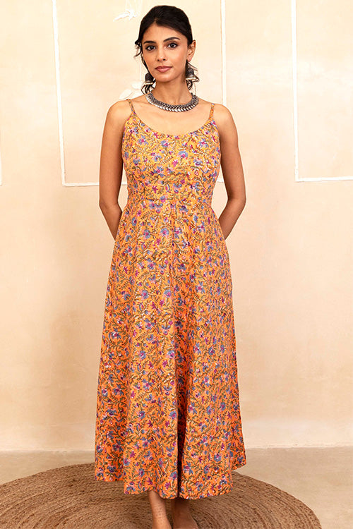 Shuddhi Orange Spaghetti Dress