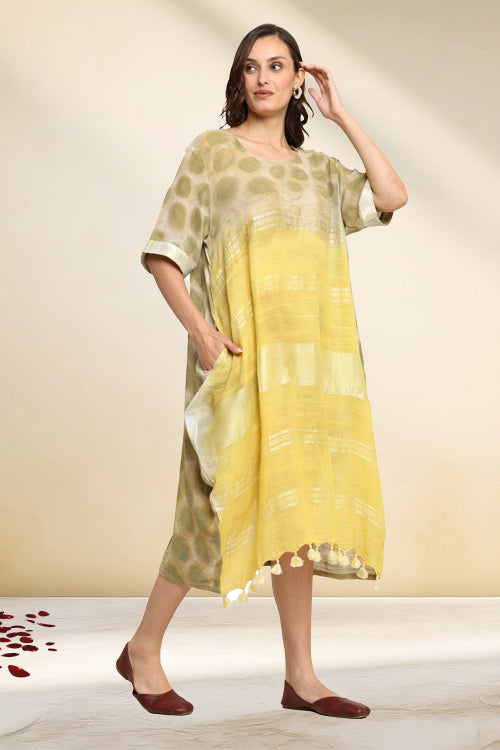 Bageeya "Basant"  Handwoven Slub Cotton Dress