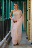 Sheer Elegance. Exclusive Handwoven Resham Silk Saree - Pastel Pink