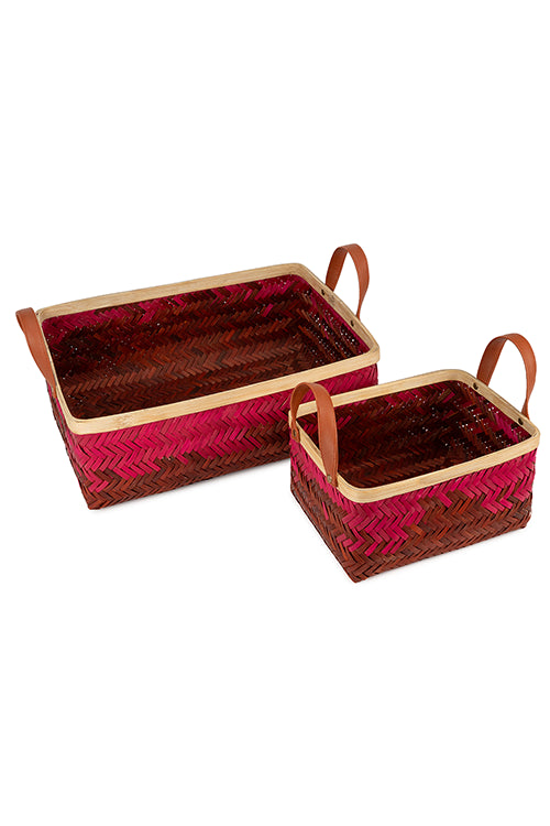 Greenkraftblush Handcrafted Bamboo Tray - Set Of 2