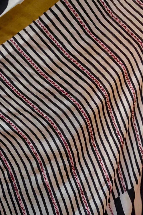 Craftroots Polka Dots Block Printed Modal Silk Saree