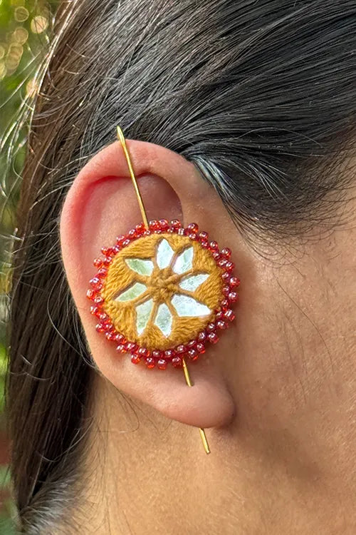 Antarang- Mirror Earrings- Kaan- Set Of 2- Lilac And Yellow Pair