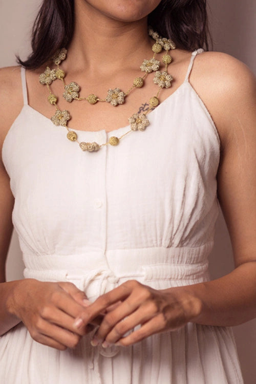 Samoolam Gulnaar Gold Daisy - Bead String Necklace