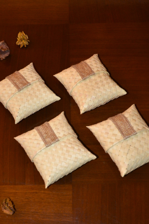Dharini Palm Leaf Gift Pouches Natural (Set Of 4)