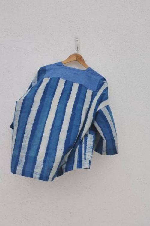 Patch Over Patch Indigo Stripe Jacket