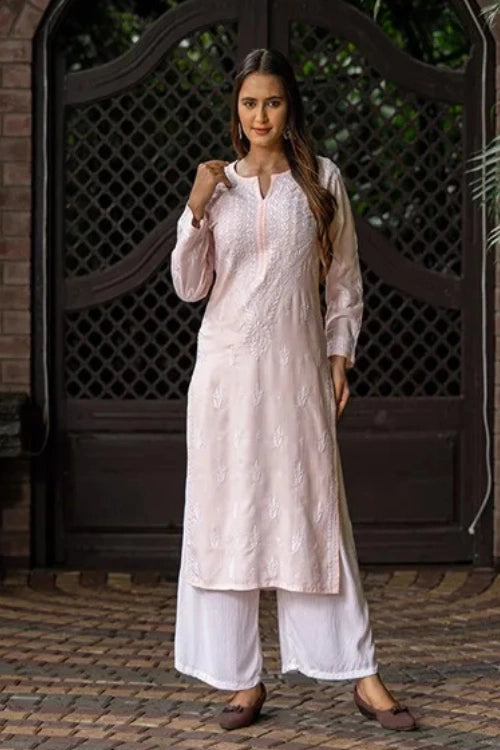 Craftroots Chikankari Yoke Long Kurta