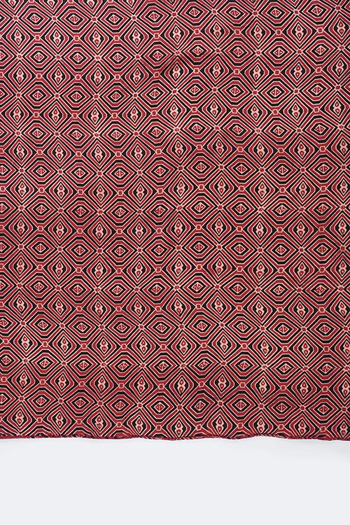 TENAARO  Botanical Red Ajrakh Hand Block Printed Modal Silk Saree