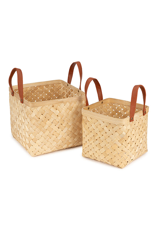 Greenkrafteira Handcrafted Bamboo Basket - Set Of 2