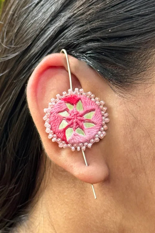 Antarang- Mirror Earrings- Kaan- Set Of 2- Grey And Pink Pair