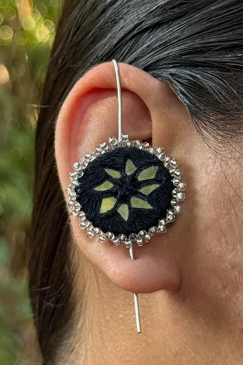 Antarang- Mirror Earrings- Kaan- Set Of 2- Black And Maroon Pair