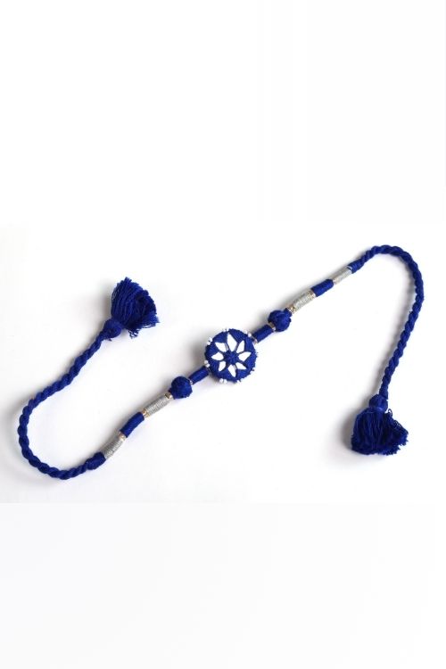 Antarang- Patwa Mirror Work, 100% Cotton, Bhai Rakhi Set. Blue- Red Made By Divyang Rural Women.