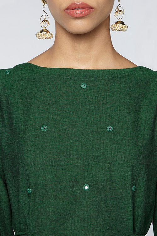 Okhai 'Emerald' Embroidered Cotton Dress | Rescue