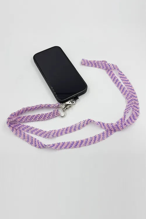 Antarang- Purple-Pink- Multi Use Handcrafted Beaded Mobile String With Attachment- Phone, Clutch & Sling Strap