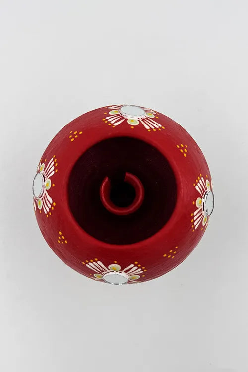 Antarang- Traditional Oil Lamps- Akhand Diyas- Red(Set Of 2)
